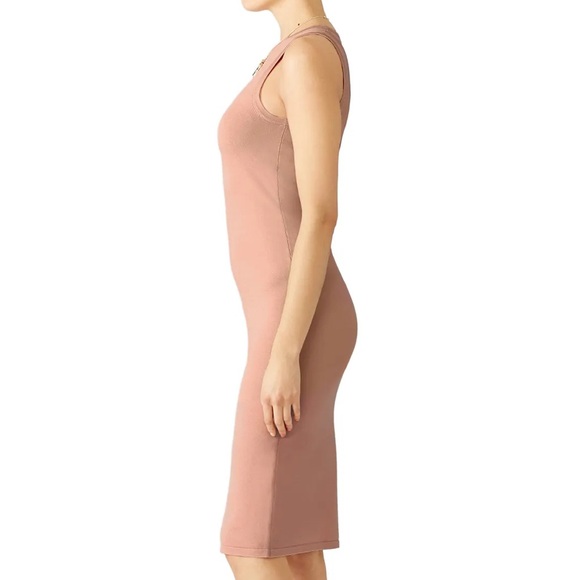 Blush Cutout Knit Sheath Pink Sleeveless Midi Dress - Picture 7 of 7